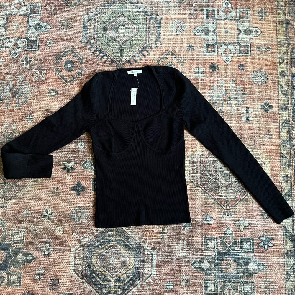Madewell | Ribbed Corset Top | Black | Medium